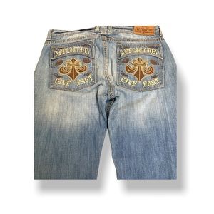 Men's Affliction Denim Killers Blue Jeans Live Fast Size 36/34 100% Cotton